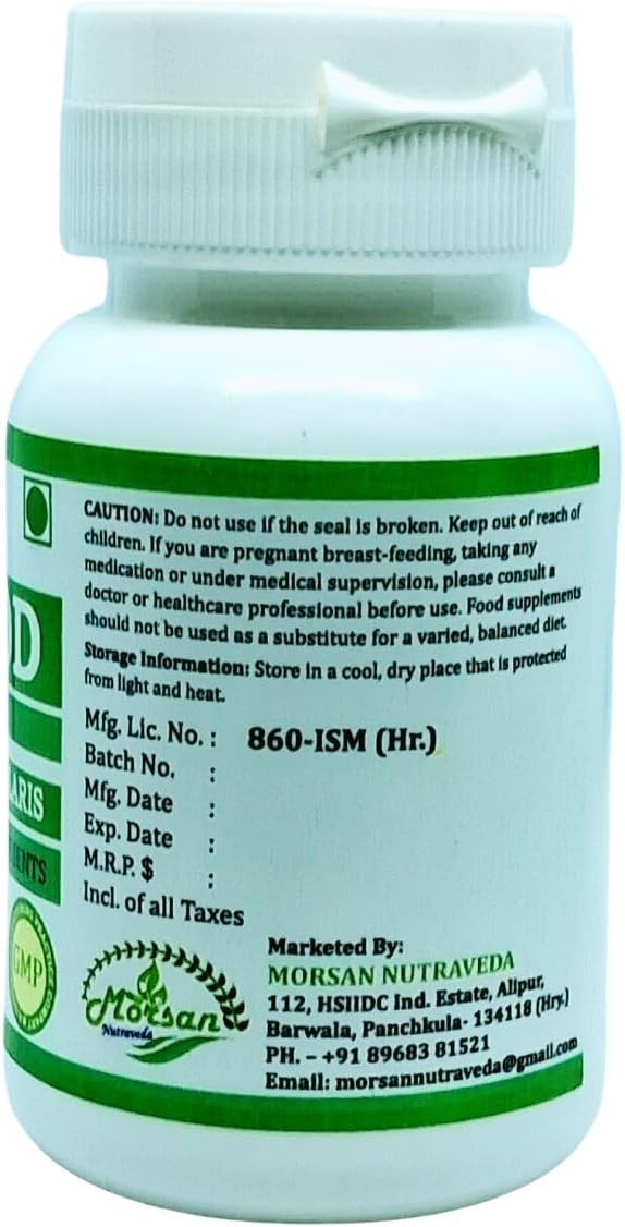 500mg Morsan Nutraveda Hadjod (Cissus Quadrangularis) Capsules - Bone & Joint Health - 60 Vegetarian Capsules - Natural Wellness Support - Non-GMO