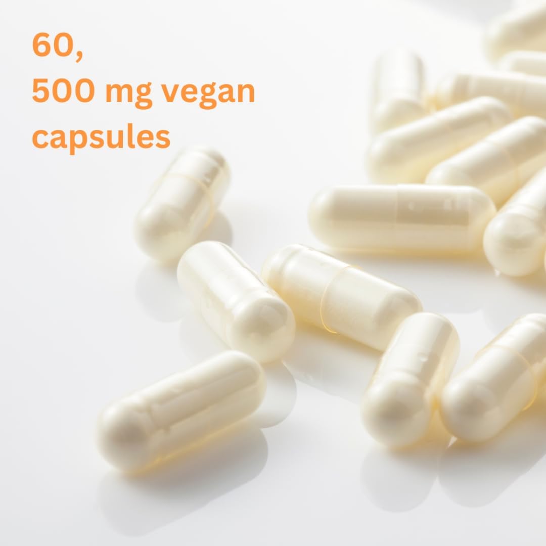 500mg Ultra Pure Glycine Capsules for Sleep, Collagen & Liver Detox - Vegan, Gluten-Free, Non-GMO - 60 Capsules