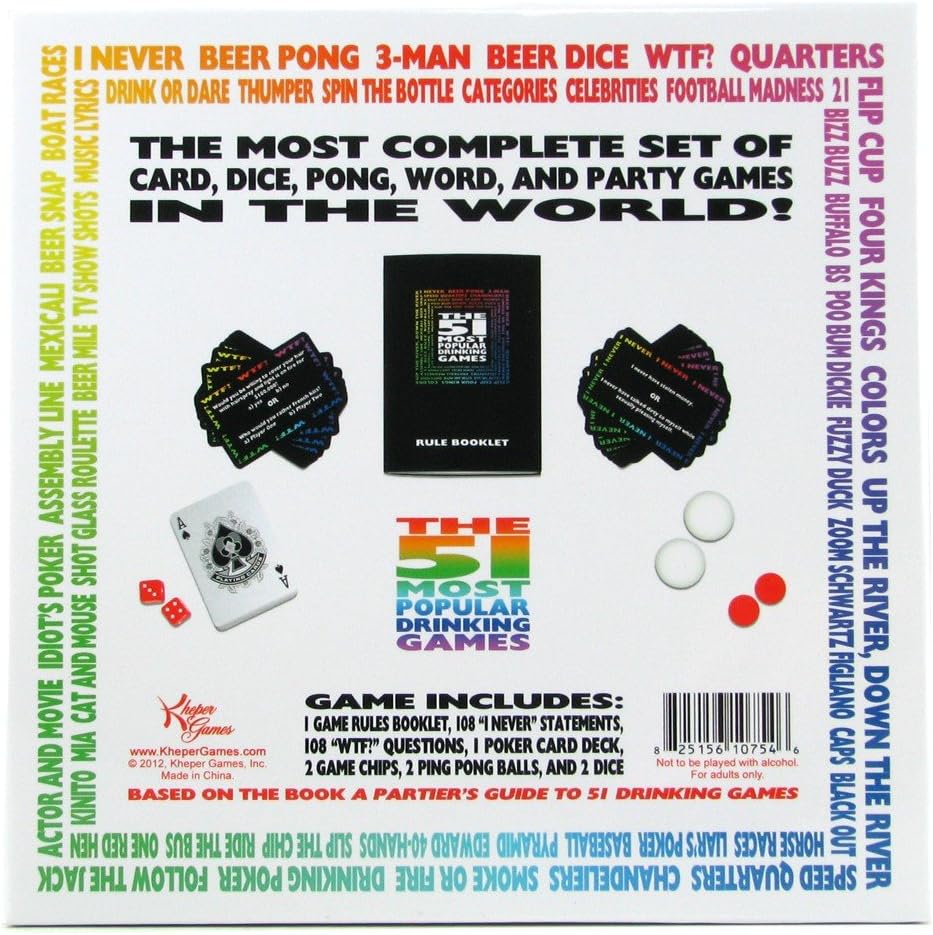 51 Drinking Games Set - Ultimate Party Accessory for Adults - Fun Game Collection by Treat Gifts