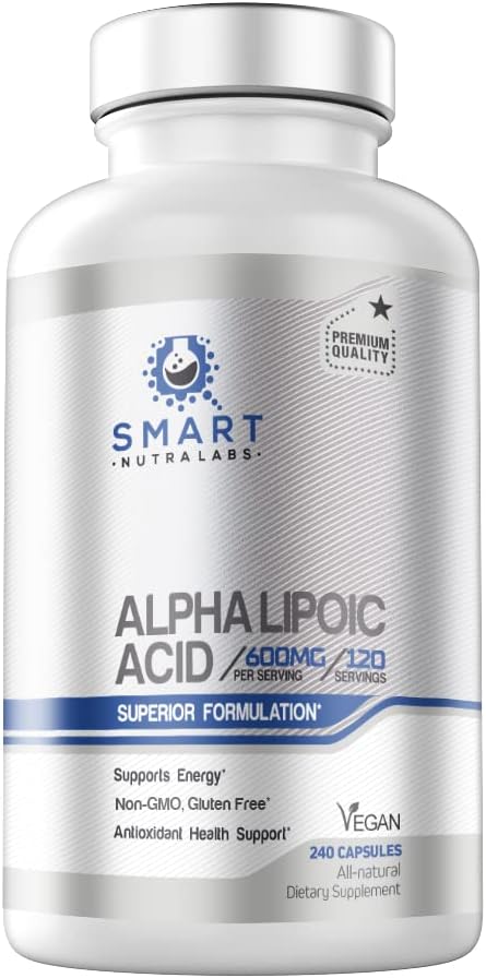 Alpha Lipoic Acid 600mg Per Serving - 240 Vegan Capsules - Gluten Free & Non-GMO - Supports Energy & Antioxidant - By Smart Nutra Labs - Espot.com.au