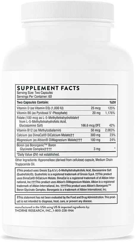 THORNE Advanced Bone Support - Calcium & Vitamin D Supplement - 120 Capsules for Bone Health