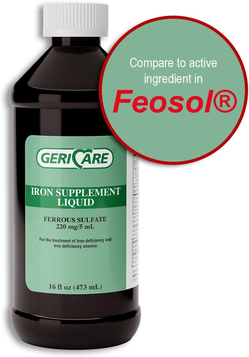 high-potency-gericare-liquid-iron-supplement-for-adults---220mg-iron-per-5ml-dose---anemia-iron-deficiency-support---pack-of-1-2