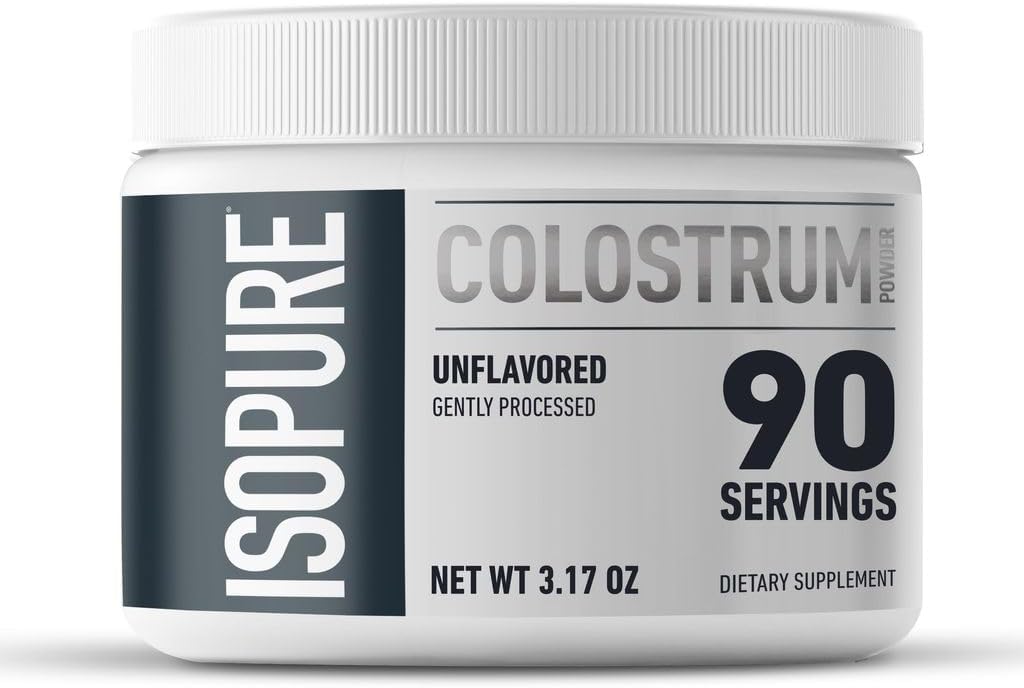 Isopure Bundle: Bovine Colostrum Supplement Powder (90 Servings) + Unflavored Whey Protein Isolate (25g Protein, Zero Carb, 16 Servings, 1lb) - Espot.com.au