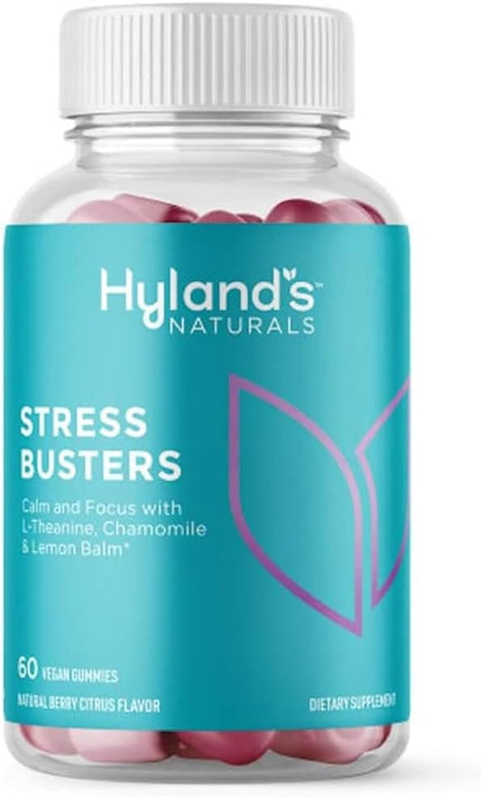 Hyland's Stress Busters Gummies - Calm and Focus Vegan Supplement with L-Theanine, Chamomile, and Lemon Balm - 60 Gummies (30 Days) - Espot.com.au