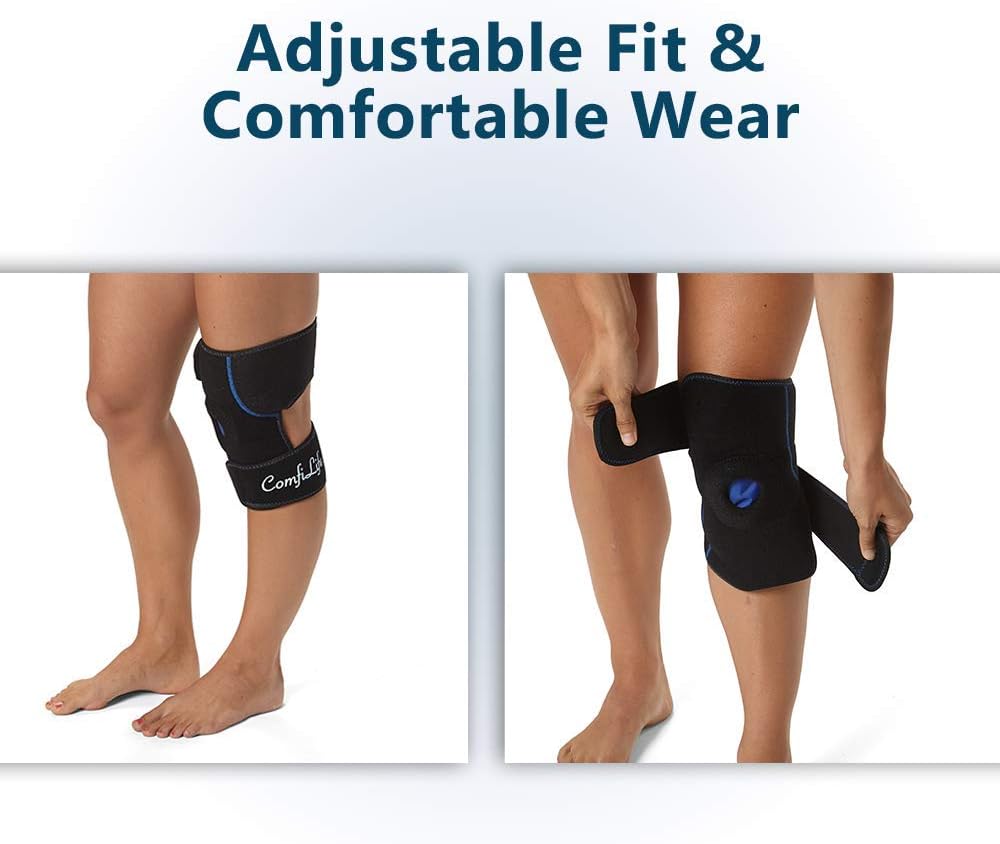 Adjustable Knee Ice Pack with Wrap - Reusable Hot & Cold Gel Pack for Knee Injuries, Pain, Surgery - ComfiLife Compression Support for Arthritis, Meniscus - Knee Brace for Recovery & Relief - Espot.com.au