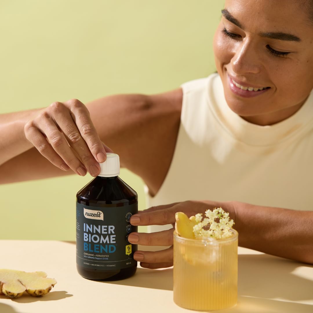 nuzest-inner-biome-blend-liquid-drink-mix---prebiotic-probiotic-postbiotic---microbiome-support---8-microbiotic-cultures-19-fermented-herbs---vegan---organic---ginger-flavour---169-floz-9