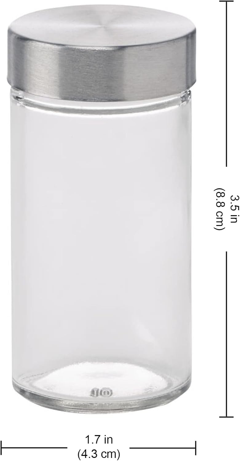 set-of-12-kamenstein-clear-3-oz-jars-with-stainless-steel-shaker-lids-and-airtight-caps-for-reusable-storage-7