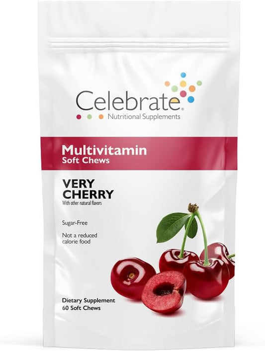 Celebrate Bariatric Supplements Cherry Soft Chews - Essential Vitamins & Minerals for Gastric Bypass & Sleeve Gastrectomy - 60ct - Espot.com.au
