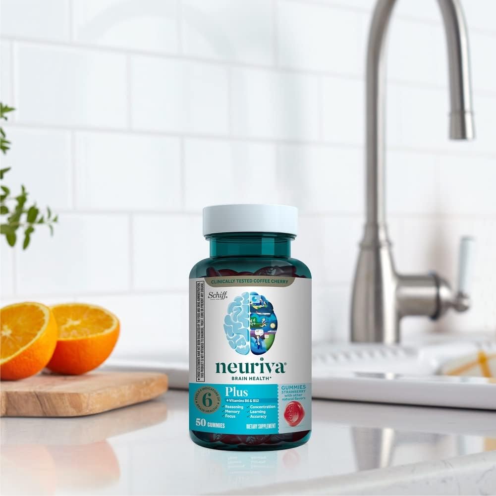 Neuriva Plus Brain Supplement Gummies with Nootropics for Memory, Focus & Cognitive Function - Strawberry Flavor - 100 Gummies - Espot.com.au