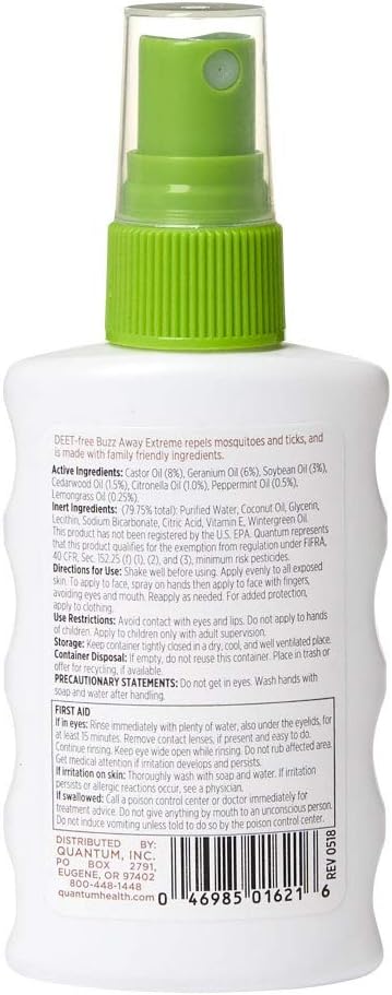 DEET-Free Insect Repellent Spray | Repels Mosquitos & Ticks | Essential Oils Blend | Safe for Kids | 2 oz - Espot.com.au