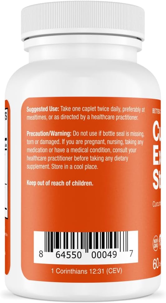 Turmeric Curcumin Extra Strength Caplets with Curcumin C3 Complex and BioPerine - 1000mg - Better Way Health - Espot.com.au