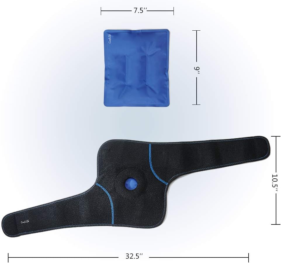 Adjustable Knee Ice Pack with Wrap - Reusable Hot & Cold Gel Pack for Knee Injuries, Pain, Surgery - ComfiLife Compression Support for Arthritis, Meniscus - Knee Brace for Recovery & Relief - Espot.com.au