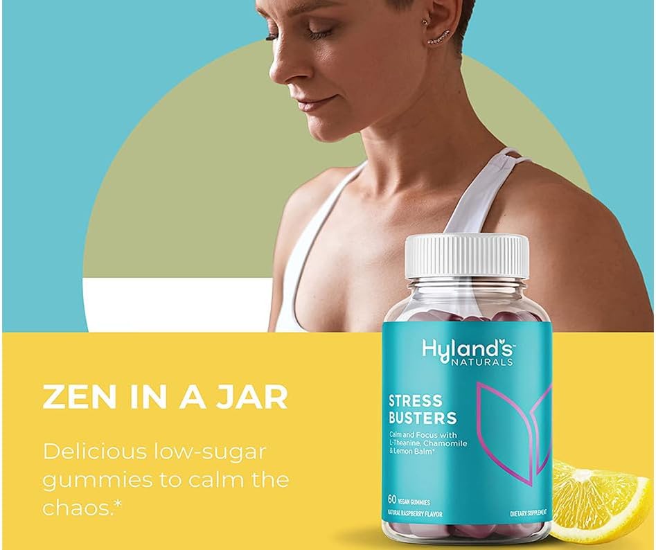 Hyland's Stress Busters Gummies - Calm and Focus Vegan Supplement with L-Theanine, Chamomile, and Lemon Balm - 60 Gummies (30 Days) - Espot.com.au