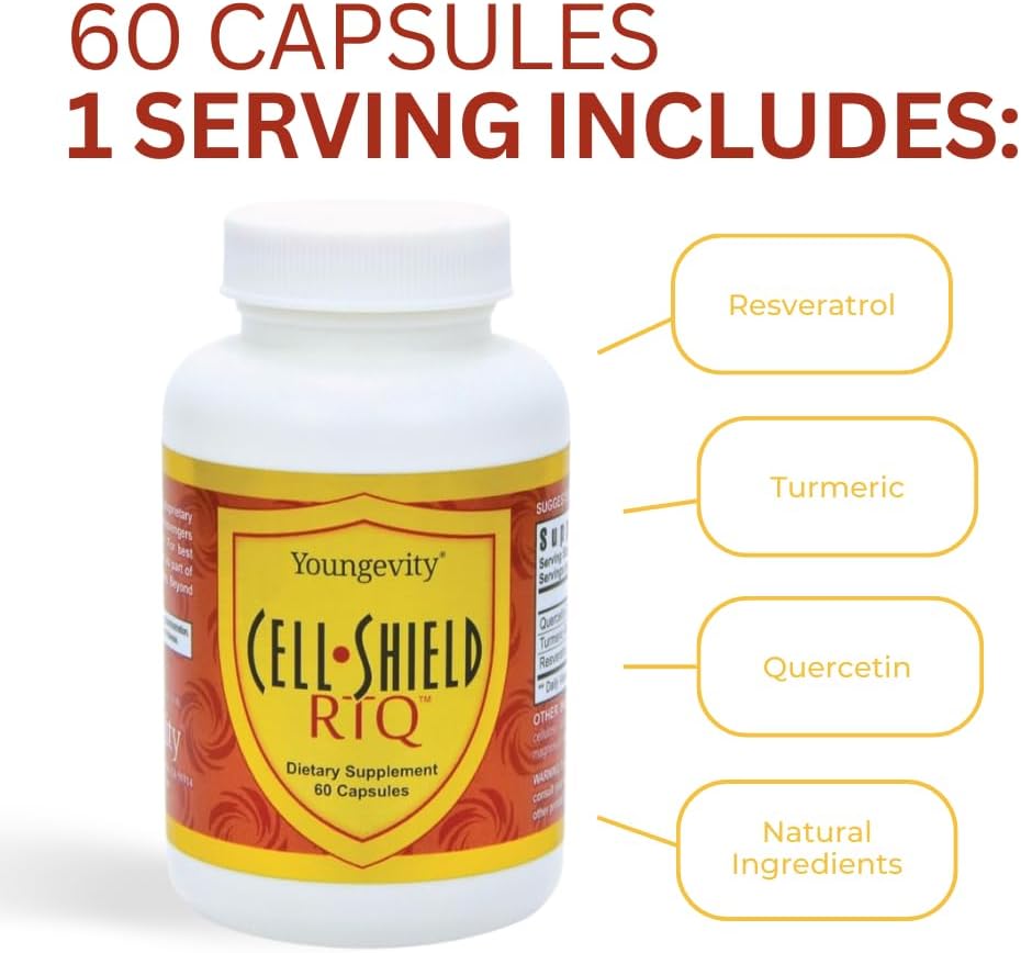 Highly Bioavailable Antioxidant Blend - Turmeric Curcumin, Quercetin, Japanese Knotweed - 60 Capsules - Youngevity Cell Shield RTQ™ - Espot.com.au