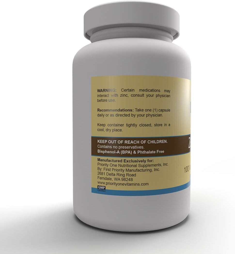 Highly Absorbable Zinc Orotate Capsules - 100 Vegetarian Capsules for Healthy Immune System Support - Priority One Vitamins - Espot.com.au