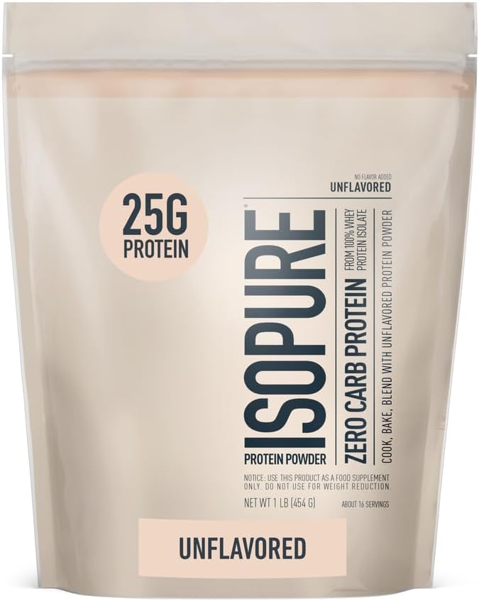 Isopure Bundle: Bovine Colostrum Supplement Powder (90 Servings) + Unflavored Whey Protein Isolate (25g Protein, Zero Carb, 16 Servings, 1lb) - Espot.com.au