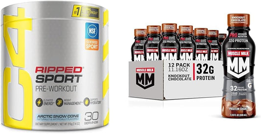 bundle-cellucor-c4-ripped-sport-pre-workout-powder-arctic-snow-cone-muscle-milk-pro-advanced-nutrition-protein-shake-knockout-chocolate-1