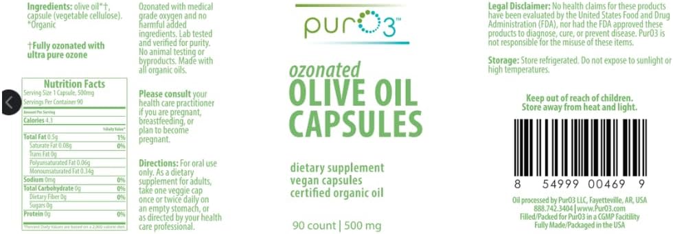Cold Pressed Ozonated Olive Oil Softgels for Immune Support - 90 Capsules - Made in USA - Extra Virgin Olive Oil Supplement - Espot.com.au