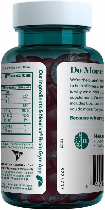 Neuriva Plus Brain Supplement Gummies with Nootropics for Memory, Focus & Cognitive Function - Strawberry Flavor - 100 Gummies - Espot.com.au