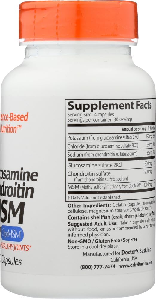 Glucosamine Chondroitin MSM Capsules - Doctor's Best - 120 Count - Espot.com.au