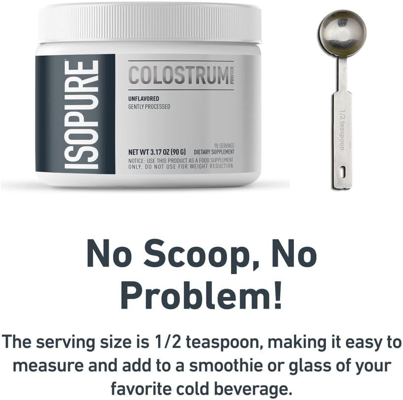 Isopure Bundle: Bovine Colostrum Supplement Powder (90 Servings) + Unflavored Whey Protein Isolate (25g Protein, Zero Carb, 16 Servings, 1lb) - Espot.com.au