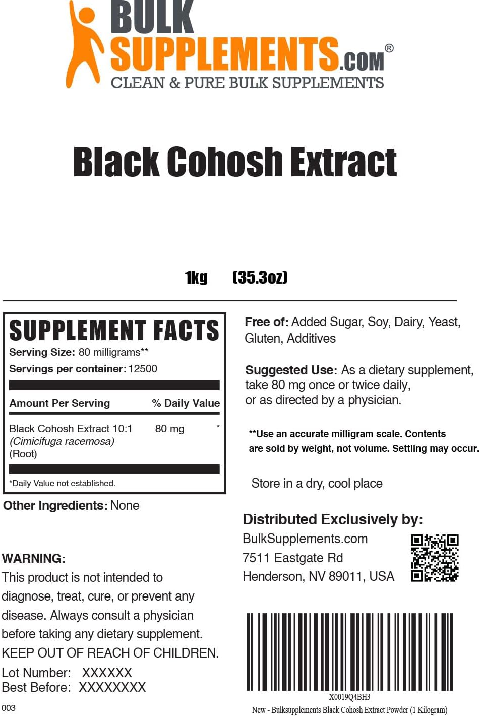 5kg Black Cohosh Extract Powder for Menopause Support - Pure Black Cohosh Root Extract Supplement - Melanin Booster - Herbal Supplement for Women's Health (11 lbs)