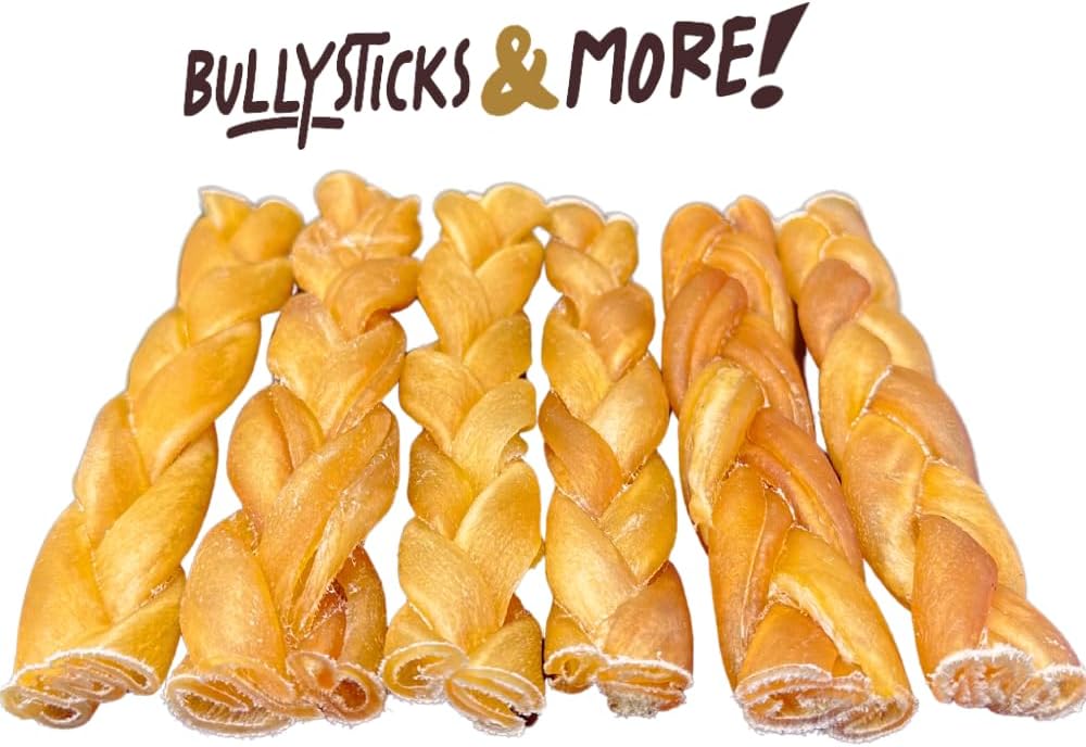 6" Braided Collagen Sticks - 8 Count - Natural Bullystick Treats