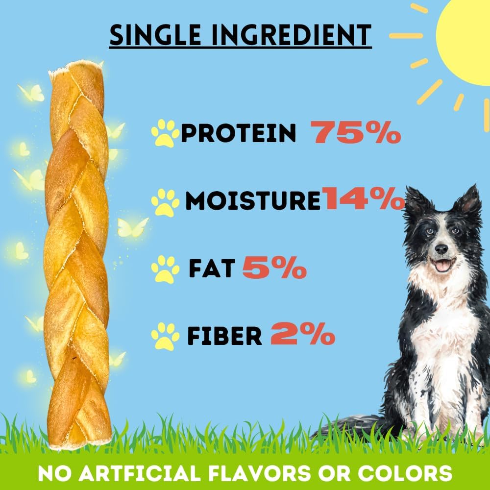 6" Braided Collagen Sticks - 8 Count - Natural Bullystick Treats