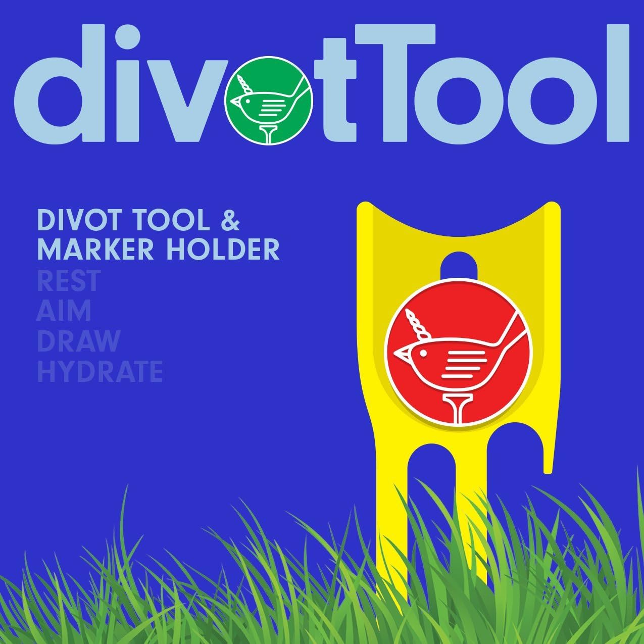 6-in-1 Birdicorn Golf Divot Repair Tool with Ball Marker - Essential Golf Accessory for Course Maintenance