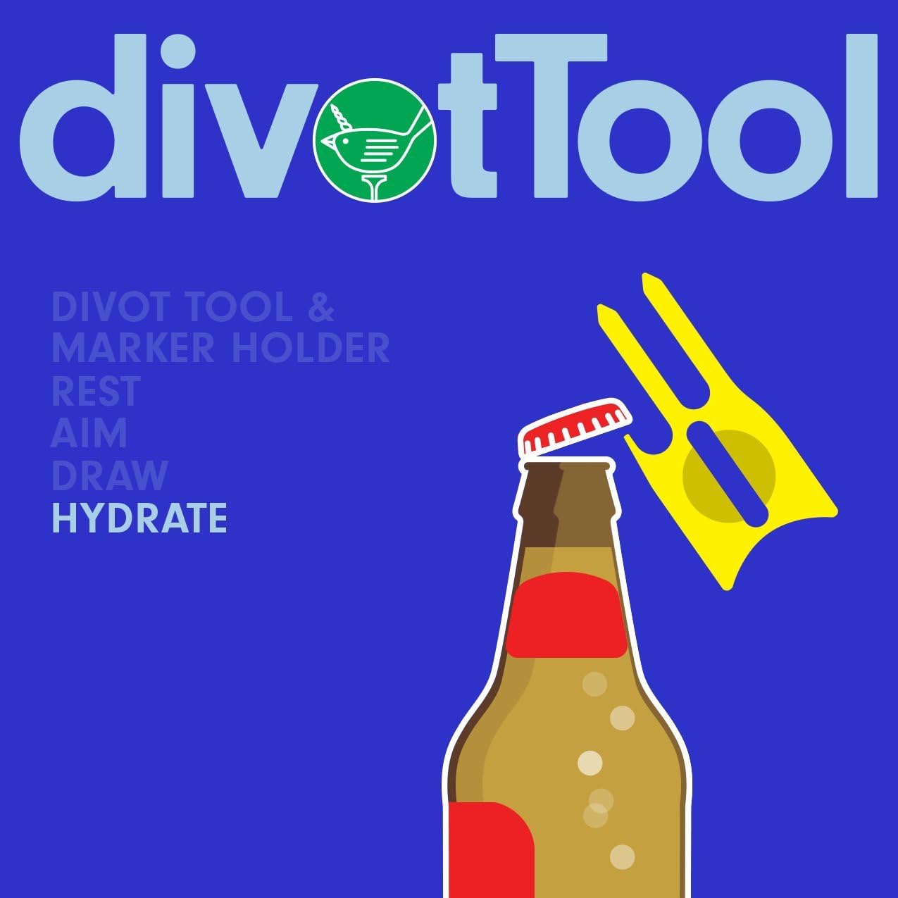 6-in-1 Birdicorn Golf Divot Repair Tool with Ball Marker - Essential Golf Accessory for Course Maintenance