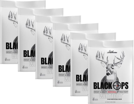 6 Pack of Ani-Logics Outdoors Black Ops Whiteout Granular Deer Mineral 6.5lbs