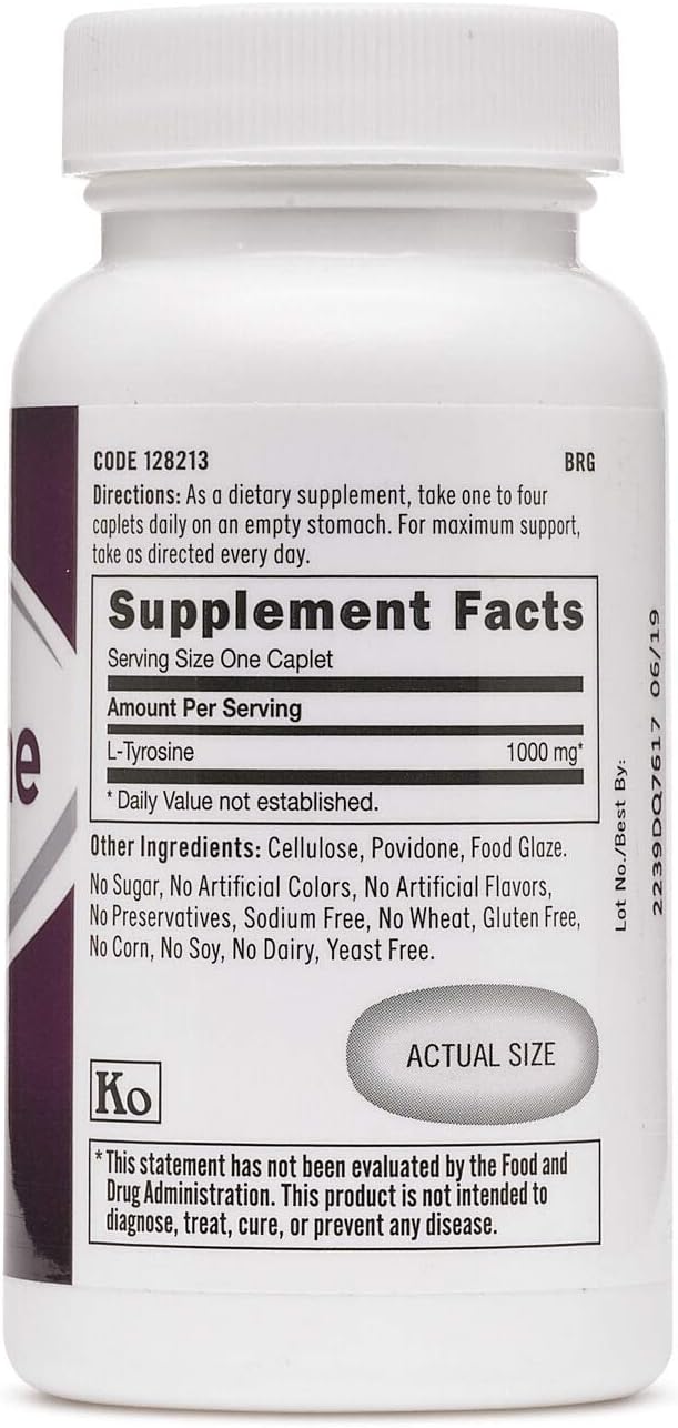 60 Caplets of GNC L-Tyrosine 1000mg for Healthy Nervous System Support
