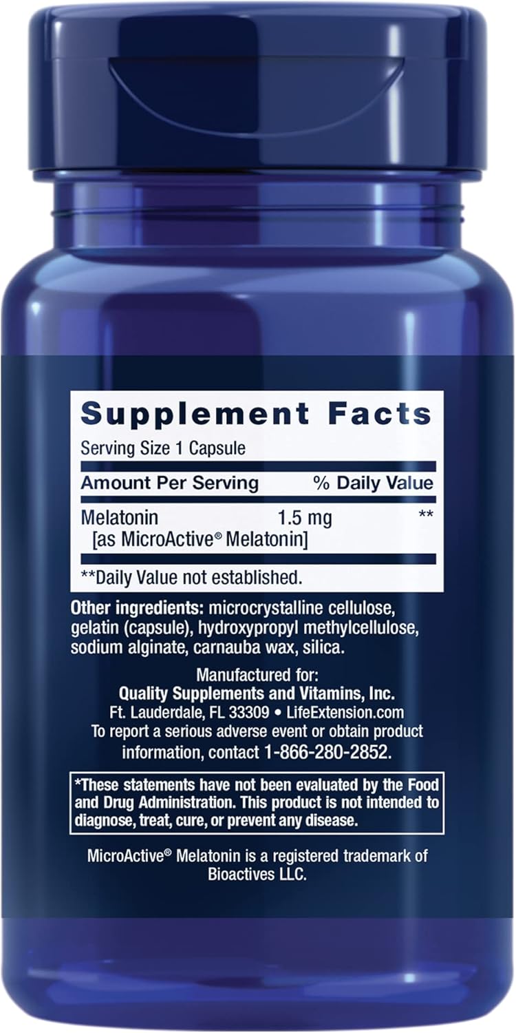 60 Capsules Life Extension Melatonin IR/XR & Optimized Ashwagandha for Sleep, Stress Relief, Focus, and Memory Boost