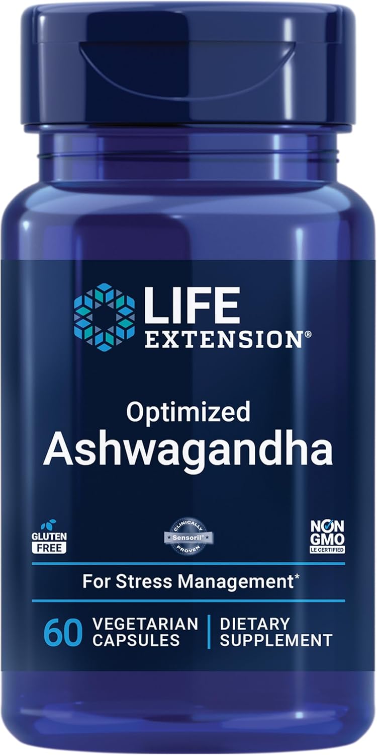 60 Capsules Life Extension Melatonin IR/XR & Optimized Ashwagandha for Sleep, Stress Relief, Focus, and Memory Boost