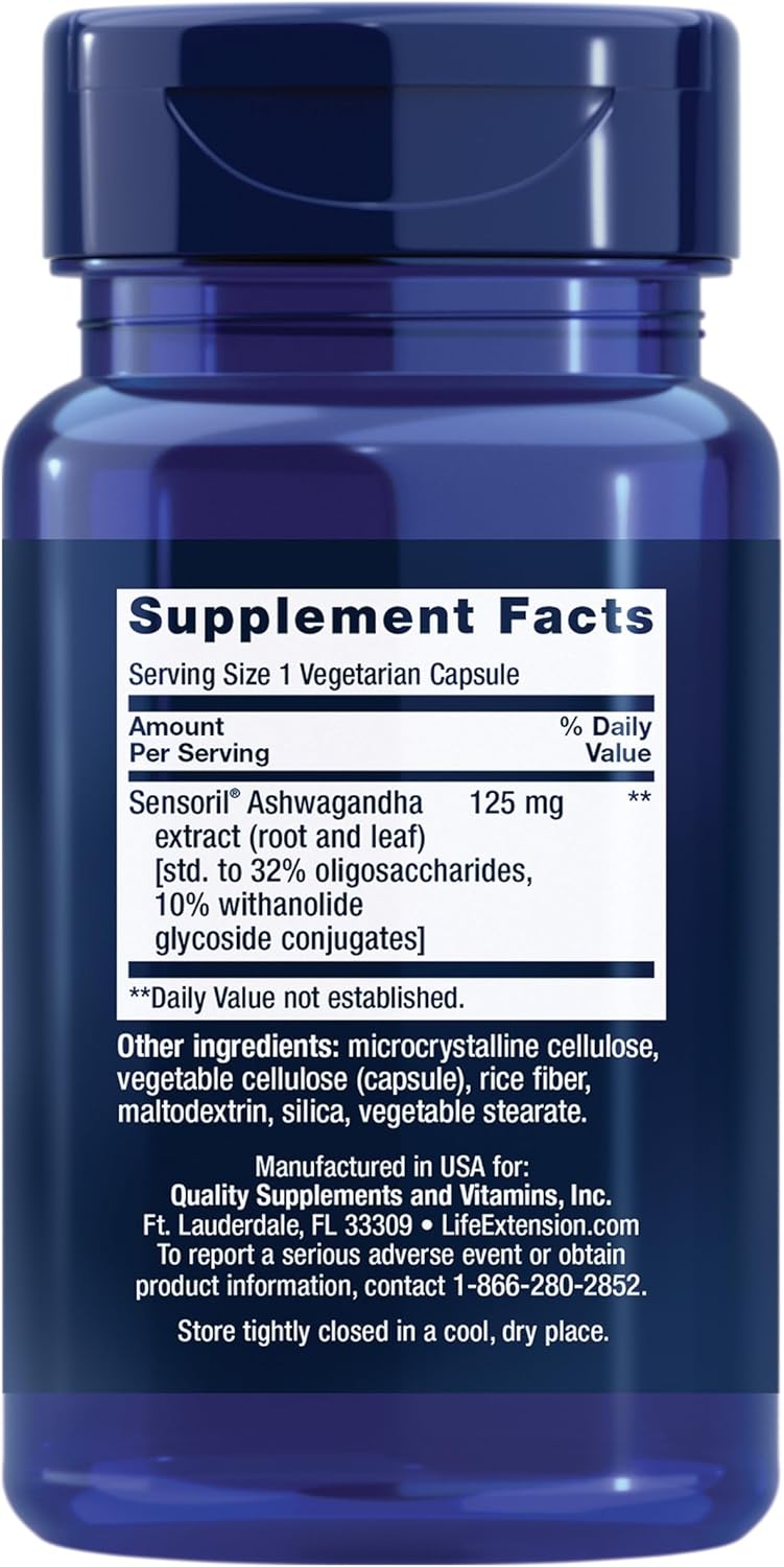 60 Capsules Life Extension Melatonin IR/XR & Optimized Ashwagandha for Sleep, Stress Relief, Focus, and Memory Boost