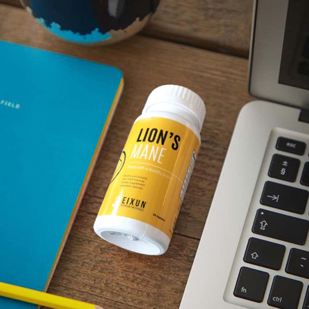 60 Capsules Lion's Mane Mushroom Complex Nootropic Supplement for Brain Focus, Energy, Immune System, Cardiovascular Health - EIXUN.