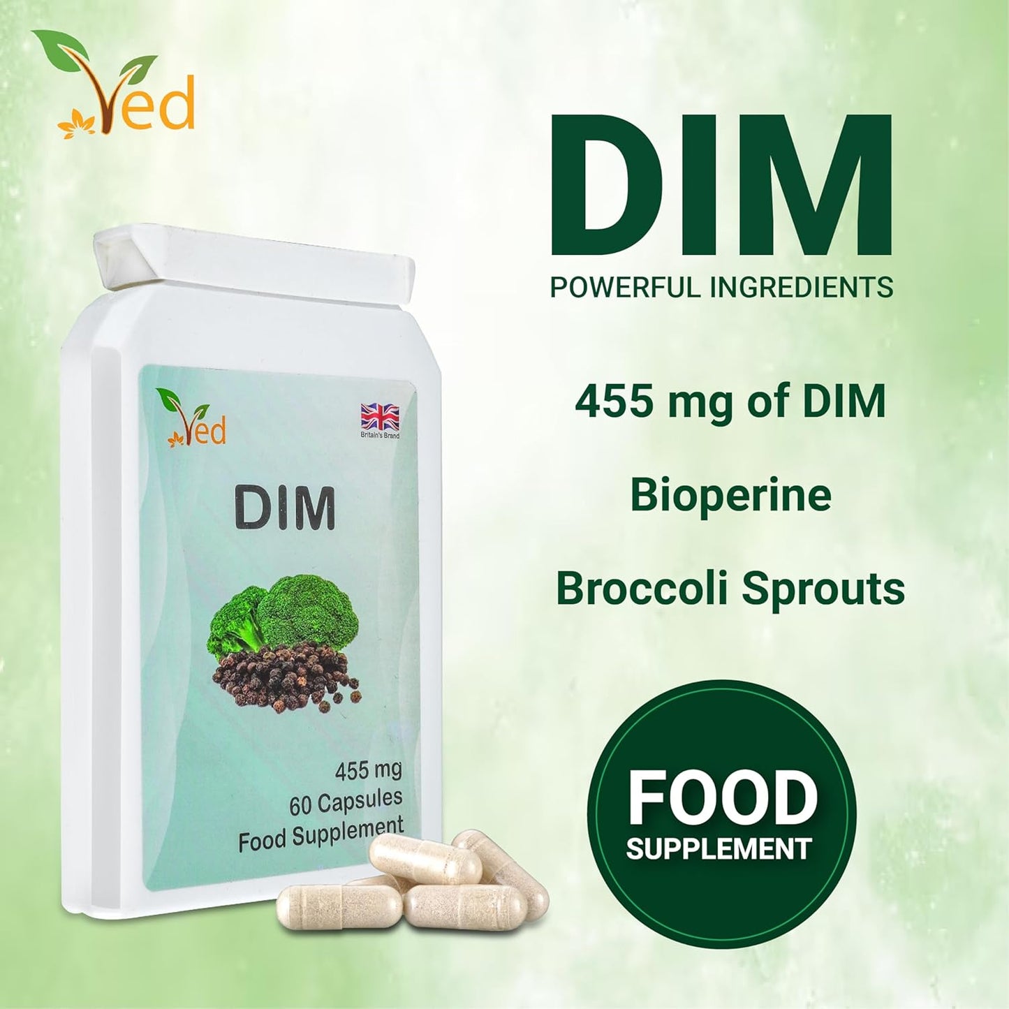 60 Capsules of 455 mg DIM Supplement - 60 Days Supply