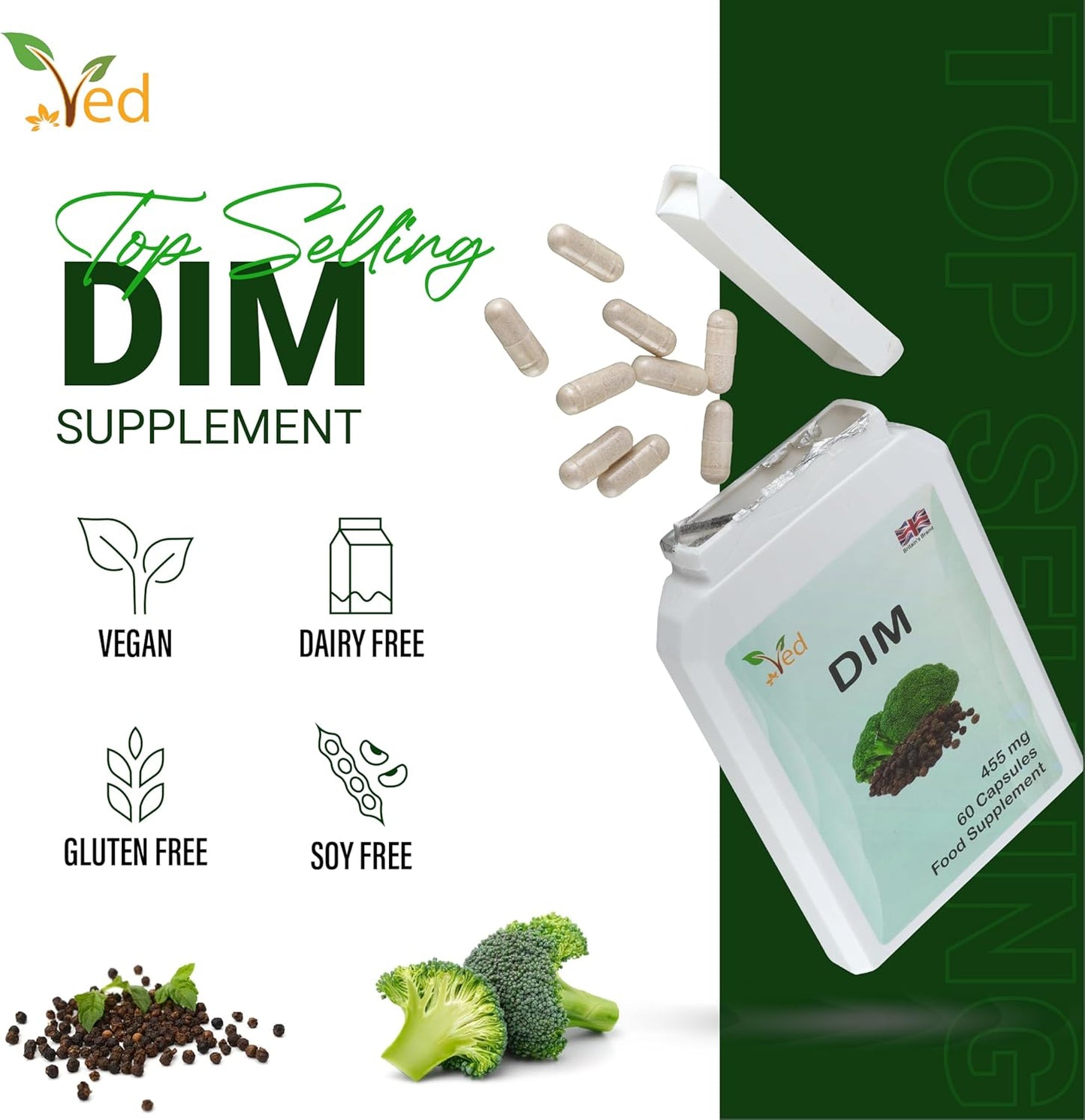 60 Capsules of 455 mg DIM Supplement - 60 Days Supply