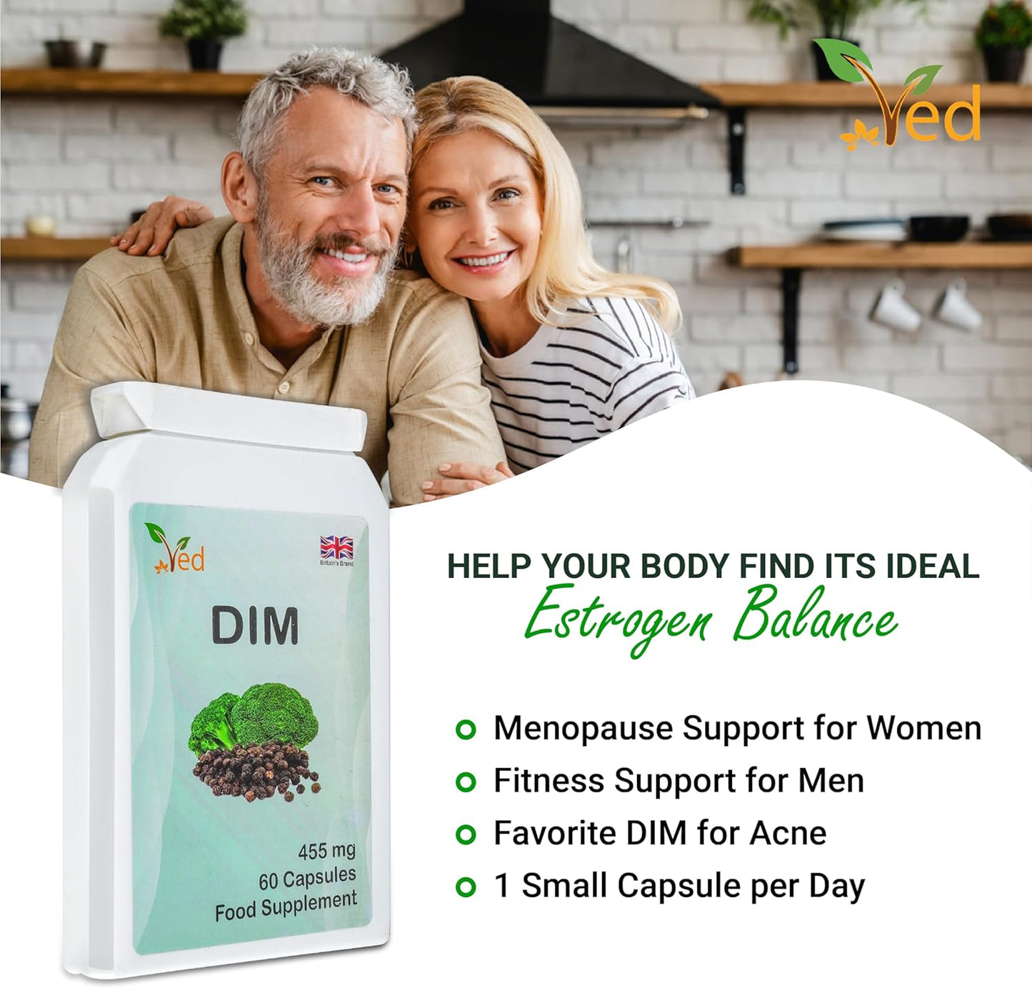 60 Capsules of 455 mg DIM Supplement - 60 Days Supply
