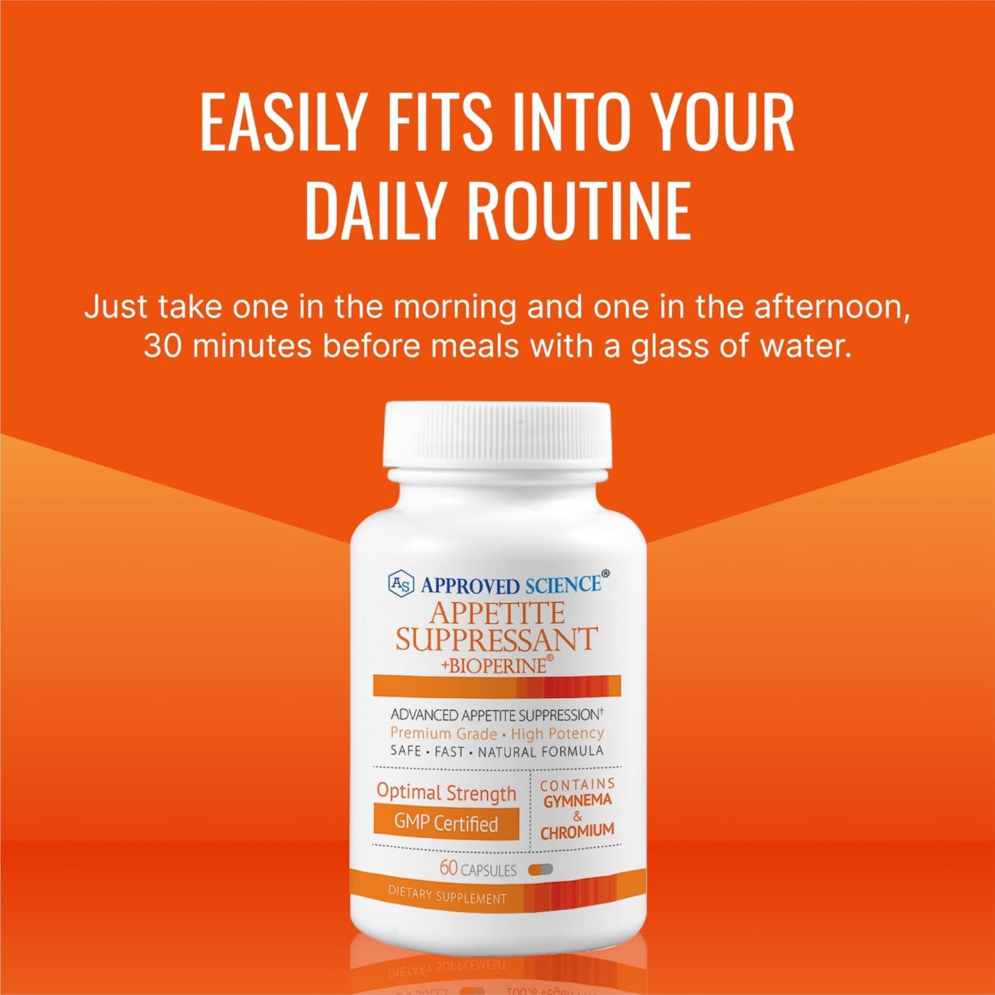 60 Capsules of Approved Science® Appetite Suppressant with Gymnema, Chromium, and Cayenne Pepper - USA Made