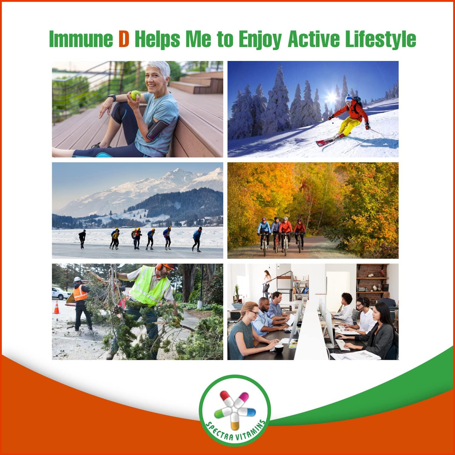 60 Capsules Spectra Vitamins Immune D Support Supplement with Immunolin, Vitamin D3, Zinc, Ellagic Acid for Strong Immune System