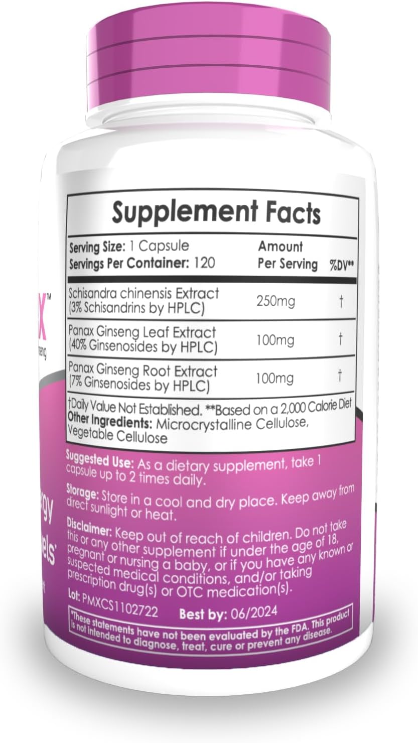 60 Count Natrium Health PanaMAX Capsules with Panax Ginseng and Schisandra Chinensis Extract for Energy and Stress Support