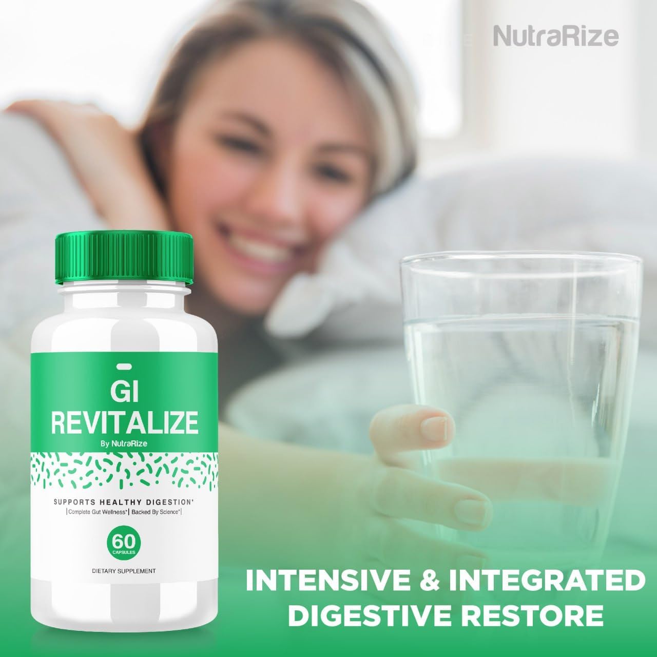 60 Count NutraRize GI Revitalize Pro Capsules - Advanced Formula for Gut Health and Digestive Support - Maximum Strength GI Revitalizer Supplement