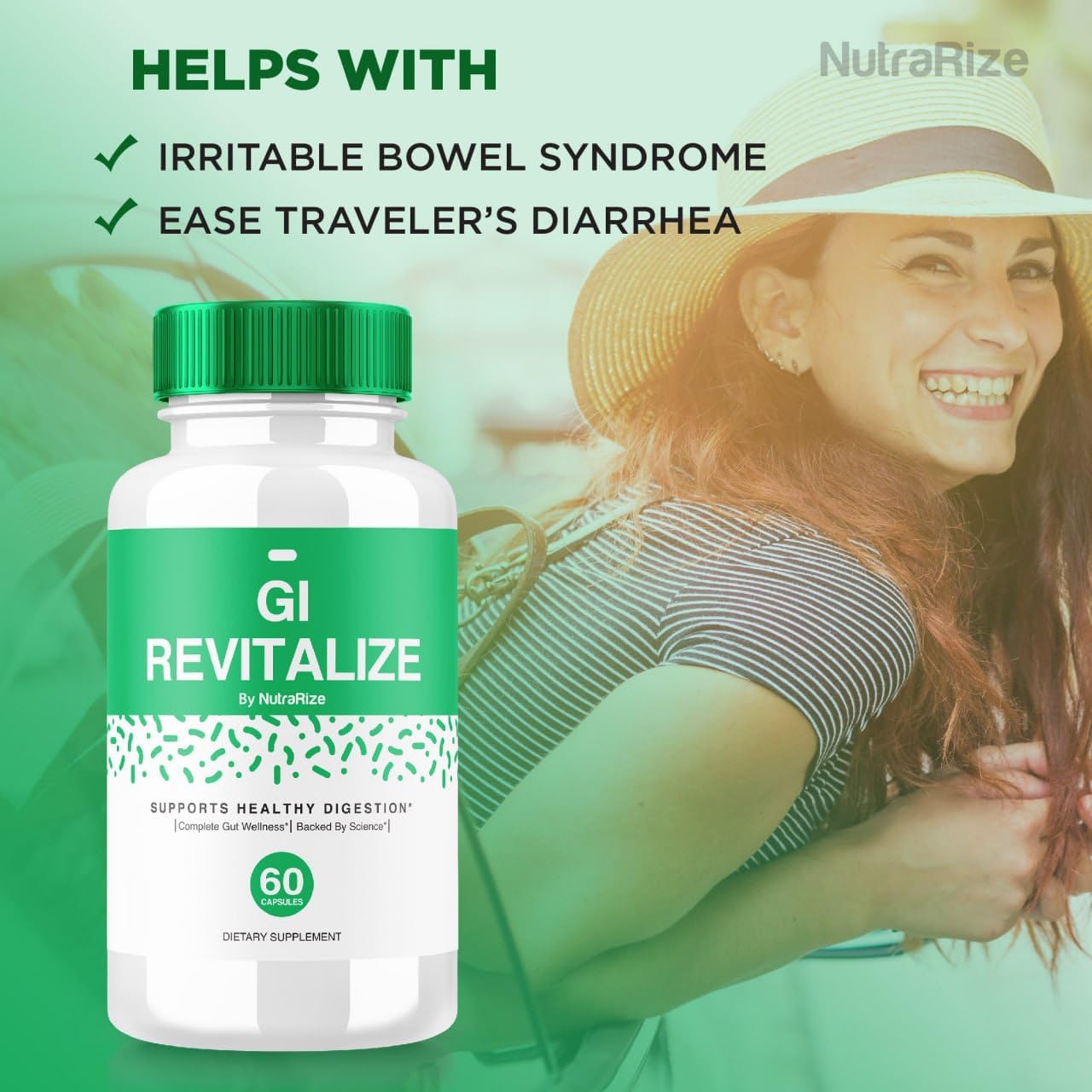60 Count NutraRize GI Revitalize Pro Capsules - Advanced Formula for Gut Health and Digestive Support - Maximum Strength GI Revitalizer Supplement