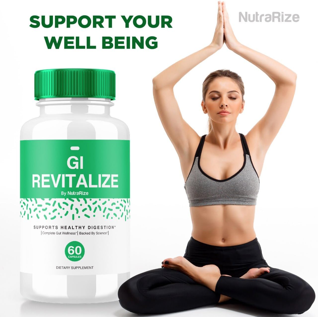 60 Count NutraRize GI Revitalize Pro Capsules - Advanced Formula for Gut Health and Digestive Support - Maximum Strength GI Revitalizer Supplement