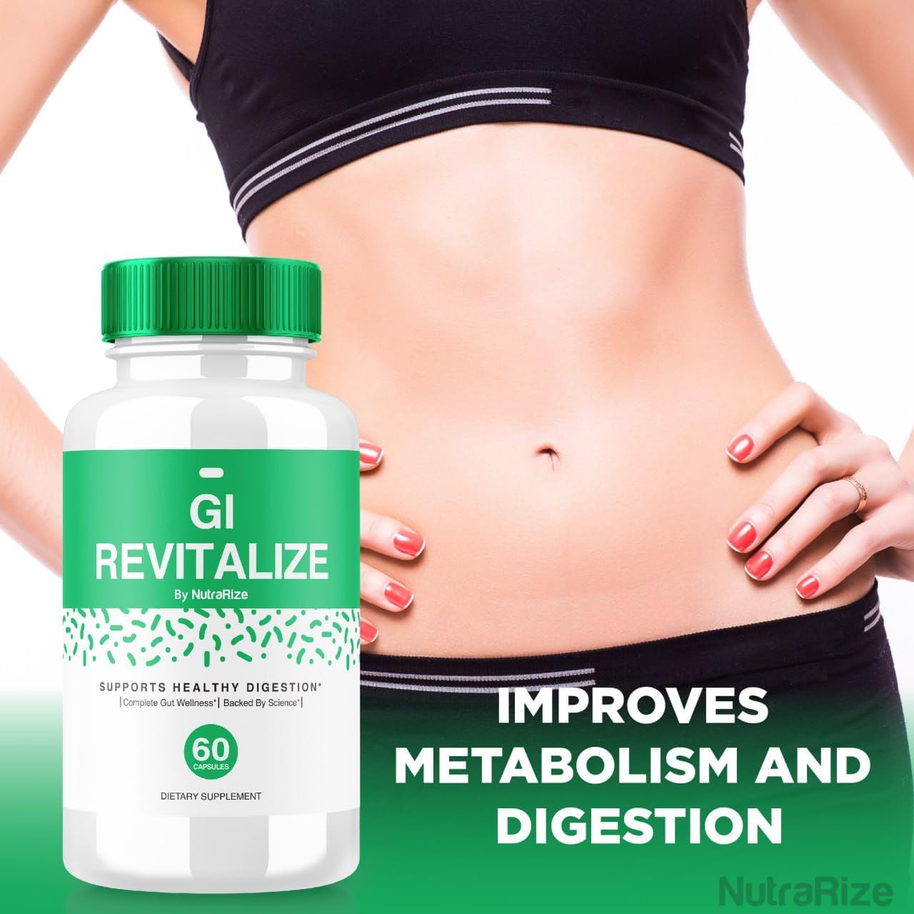 60 Count NutraRize GI Revitalize Pro Capsules - Advanced Formula for Gut Health and Digestive Support - Maximum Strength GI Revitalizer Supplement