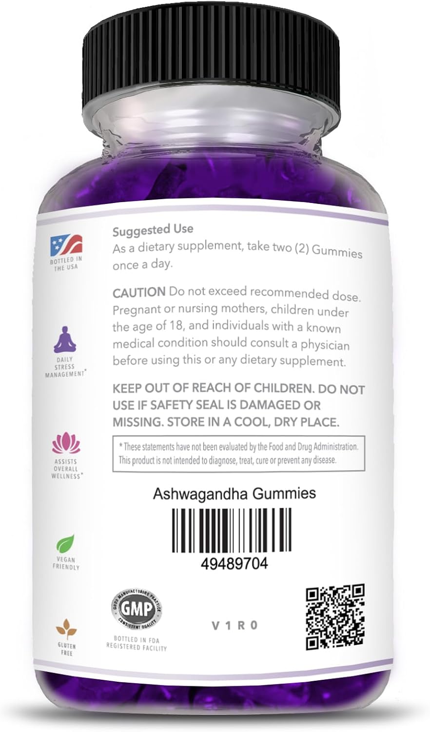 60 Count Pack of Infinity Supplements Ashwagandha Gummies - Extra Strength with Cherry, Raspberry, and Pomegranate Flavor