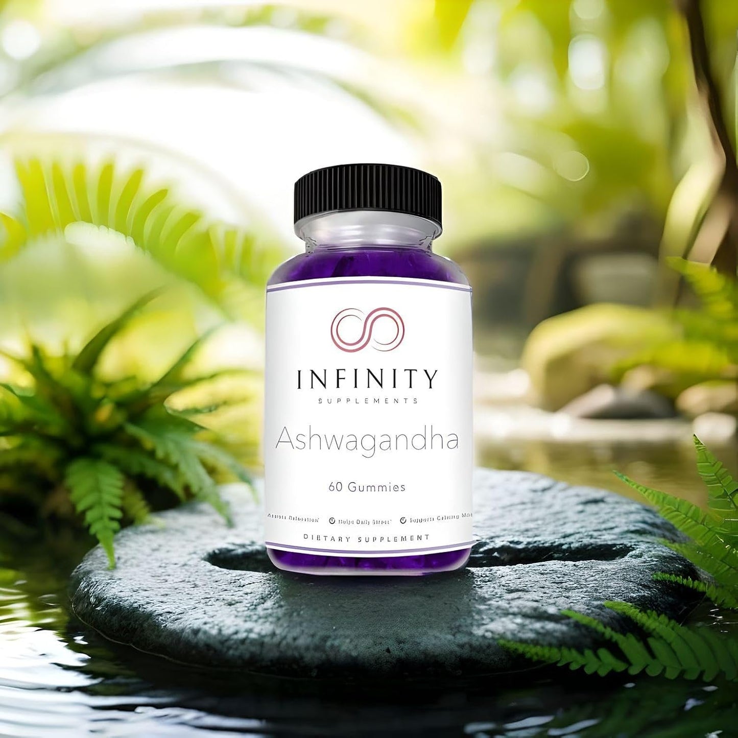 60 Count Pack of Infinity Supplements Ashwagandha Gummies - Extra Strength with Cherry, Raspberry, and Pomegranate Flavor
