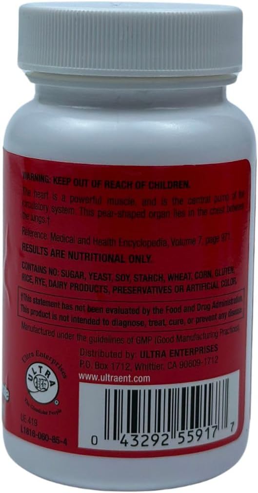 60 Count Ultra Glandulars Raw Heart Supplement for Cardiovascular Health