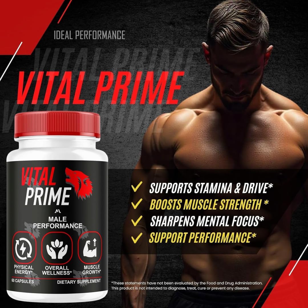 60 Count Vital Prime Capsules for Men - All-Natural Male Health Formula - Official Vital Prime Pills